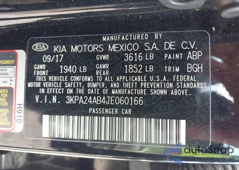 2018 Kia Rio Lx from USA, damaged, VIN 3KPA24AB4JE060166